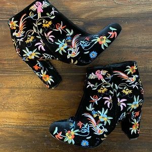 Lulus Embroidered Velvet Floral Booties